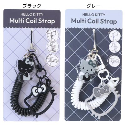ハローキティ スマホアクセ マルチコイルストラップ ブラック /