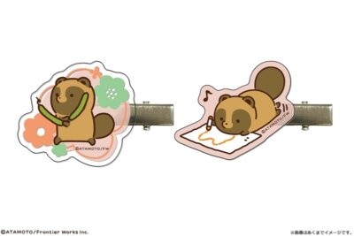タヌキとキツネ ヘアクリップ 2個セット