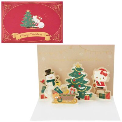 CHRISTMAS グリーティングカード クリスマス ハローキティツリーとスノーマン 1枚入り