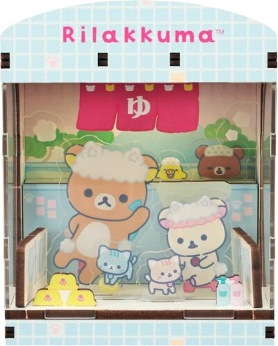 やのまん(Yanoman) HAKOBEYA 光るインテリアキット リラックマ ねこねこの湯 組み立て式 LEDライトユニット付 ミニインテリア 完成サイズ(約H9.5×W7.5×D6cm) 516-66