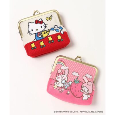サンリオキャラクターズ たたみ刺繍 ミニがま口ポーチ ハローキティ バニー＆マッティ マイメロ コスメポーチ 化粧ポーチ カード 財布 小銭入れ 小物入れ ギフト