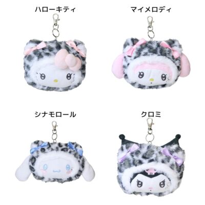 サンリオキャラクターズ 定期入れ フェイスリールパスケース ヒョウ柄ホワイト ハローキティ
