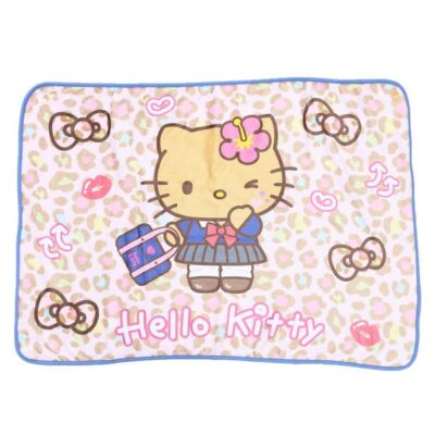 ハローキティ ひざ掛け毛布 ふわふわブランケット ボタン付き ピンク
